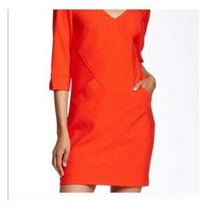 Trina Turk Vibrant Orange Orange Mini Seamed Shift Dress with Pockets 6
